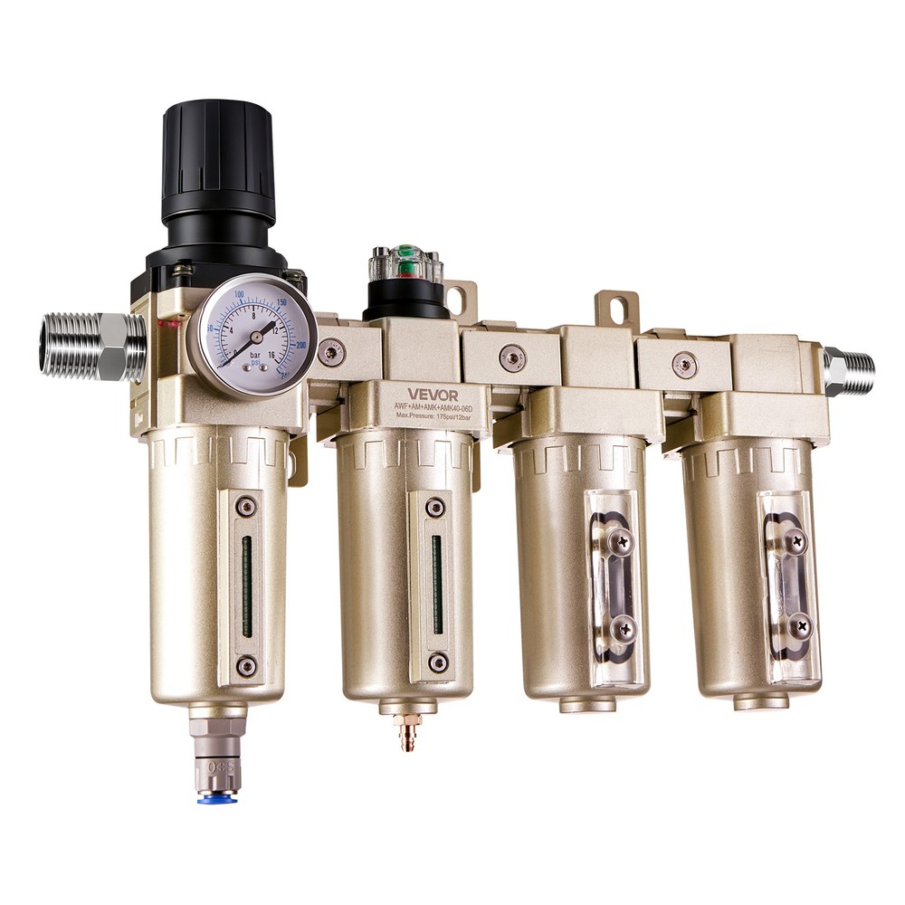 VEVOR Air Compressor Filter Regulator 3/4″ NPT 4-Stage Drying System Auto Drain