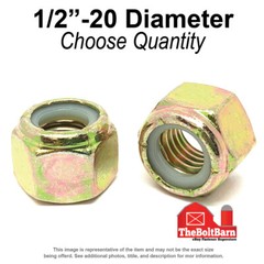 1/2″-20 Grade 8 Nylon Insert Lock Nuts Zinc Yellow Fine Thread (Pick Qty)