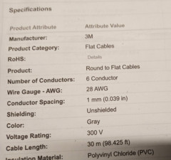 3M 3625/06 Flat Ribbon Wire 6 Conductor 28 AWG Unshielded Gray 300V UL Compliant