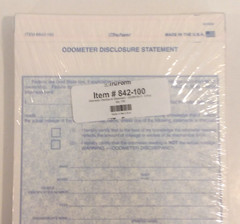 Odometer Disclosure Statement 3-part ODOM-65-3 TruForm #842 100 per pack NEW