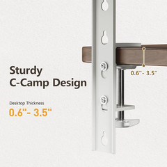 15.7″×7.5″ Clamp-On Desk Extender and Organizer Shelf, Adjustable White