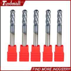5Pcs Carbide End Mill 1/4″ 4 Flute Ball Nose 2-1/2″ Overall Length -TIALN COATE