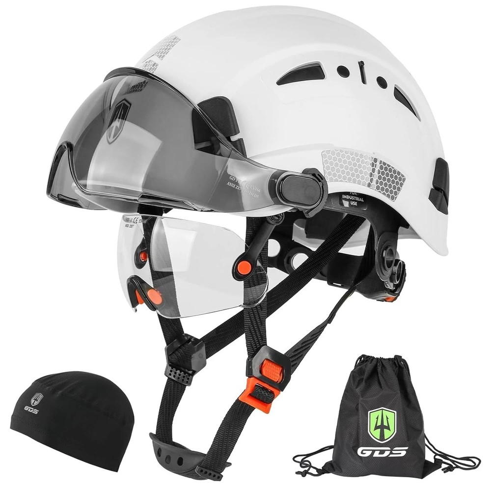 Green Devil Safety Hard Hat Vented Visure Clear Tinted Construction Helmet