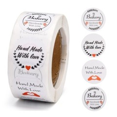 Handmade Love Bakery Sticker Labels 500 each per roll Great for Orders Crafts