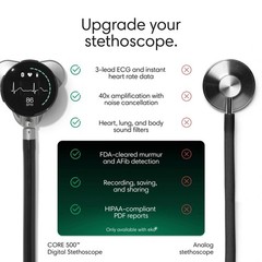 Eko CORE 500™ Digital Stethoscope — 40x Amplification, Active Noise Cancellat…