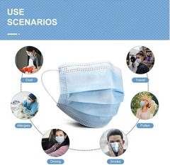 1000PCS Disposable Face Masks 3-Ply Adult Protective Face Cover Bulk Pack