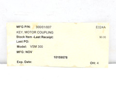 NOV VSM 300 Motor Coupling Key 300/01/007 LOT OF 4