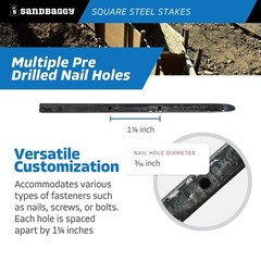 Sandbaggy 36″ Square Steel Concrete Form Stakes with Nail Holes – Rust Resistant