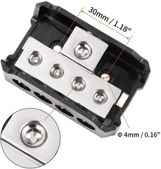 VonSom 4 Way Power Distribution Block, 1x 0/2/4 AWG Gauge in / 4X 4/8/10 Gaug…