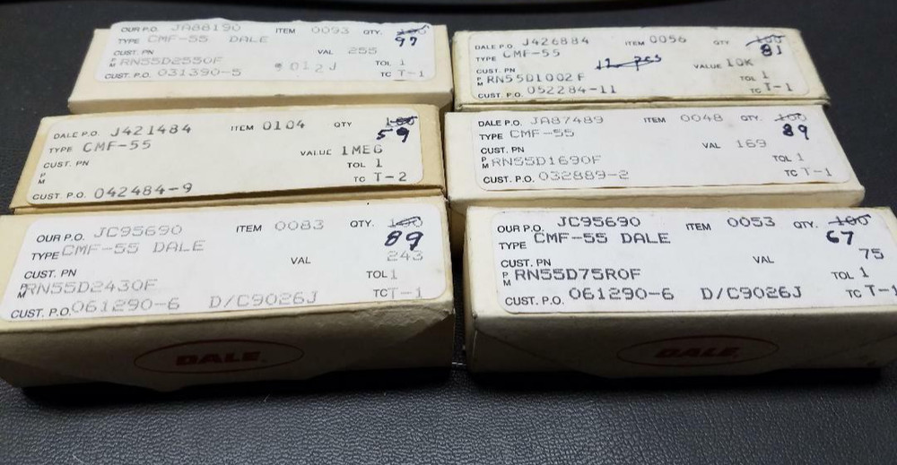 1% Dale Metal Film Resistors-1/8W 492 pcs/Thru Hole various values