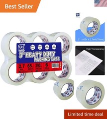 3″ Heavy Duty Packing Tape 6 Rolls, Total 390Y, Clear, 2.7 mil, 3 inch x 65 Y…