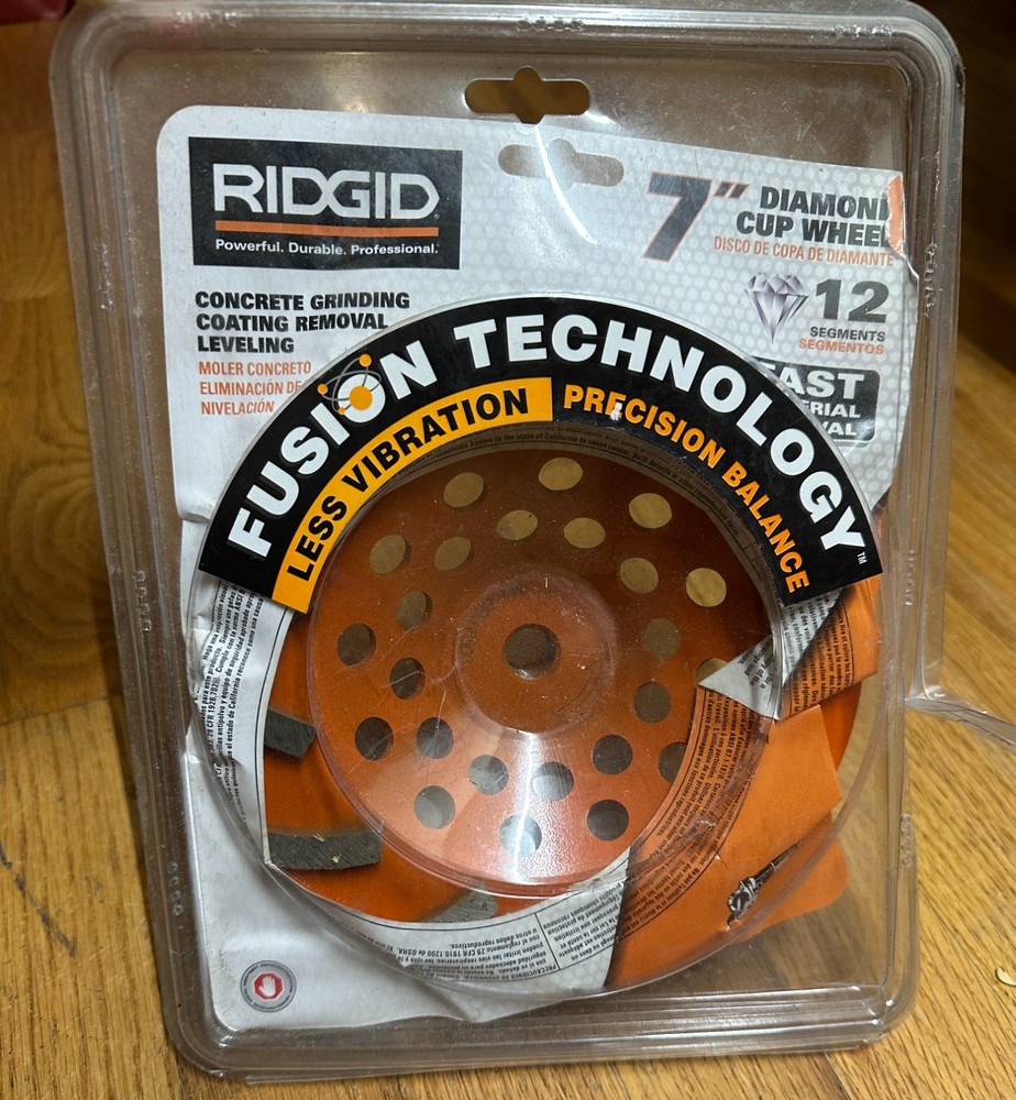 Ridgid 7″ Turbo Cup Grinding Wheel 12-Segment Blade Concrete Surfacing NEW!