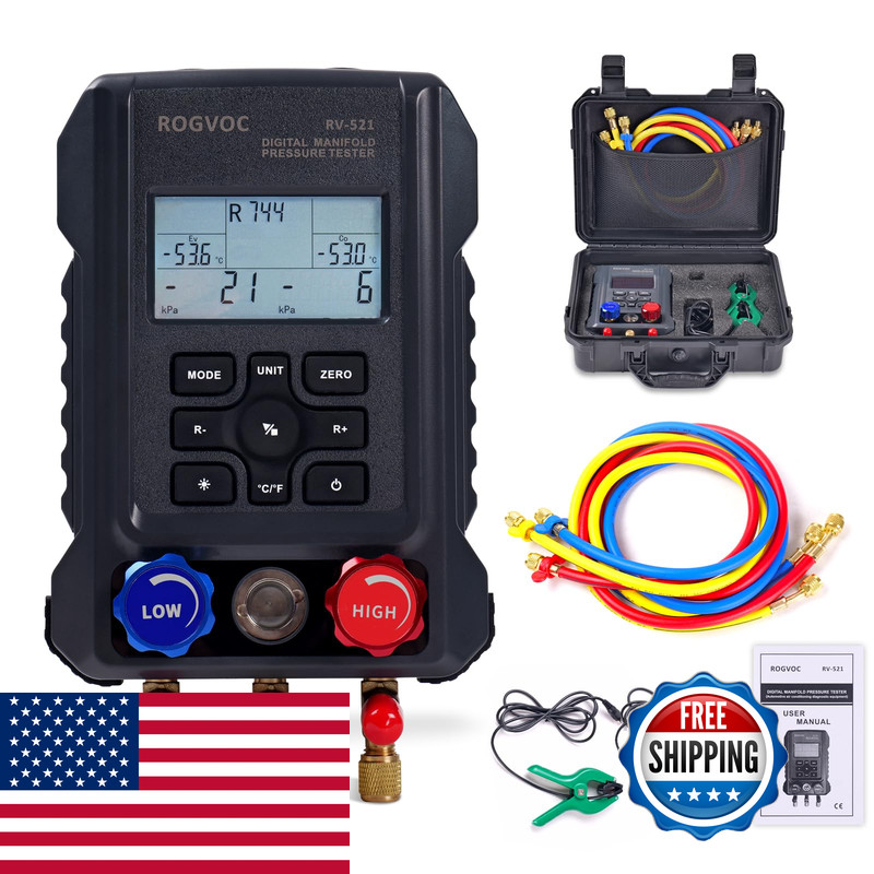 Rogvoc Digital Manifold Gauge Hvac Refrigerants Digital Ac Gauges Set 2