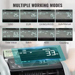 1000 Pcs/Min Money Counter Business Cash Register Bill Counterfeit Bill Detector