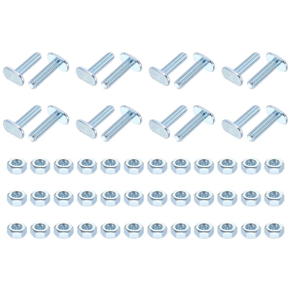 16 Pack 1/4″-20 x 1″ T Track Bolts T Slot Bolts with 24 Pack 1/4″ Hex Nuts