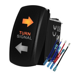 Amber Led Turn Signal Rocker Switch 7 PIN On-Off-On DPDT Toggle Switch with Jump