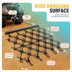 4FT X 4FT Heavy Duty Drag Harrow For ATV UTVs Leveling Grading Powder Coated