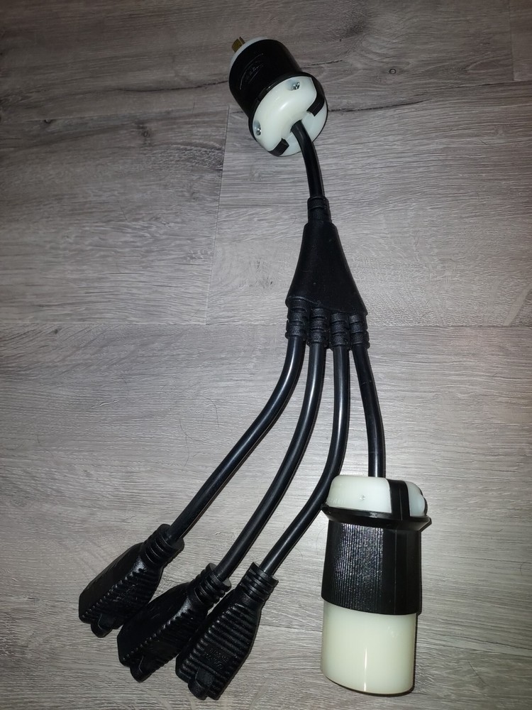 18 inch 1 to 4 Outlet Locomotive Refrigerator Adapter Splitter Cable Plug Cord