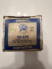 Steveco 90-238 Contactor RBM Type 143-B1B2 25 Amp 277V 120V Coil NOS New In Box
