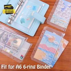 12Pcs A6 Size Binder Pockets 6 Holes Budget Cash Envelopes for Budgeting, Clear