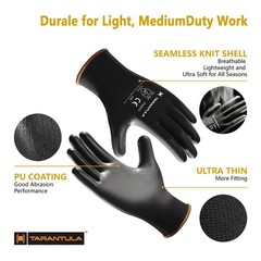 Ultra-Thin PU Coated Work Gloves-12 Pairs,Excellent Grip,Nylon Shell Black Po…