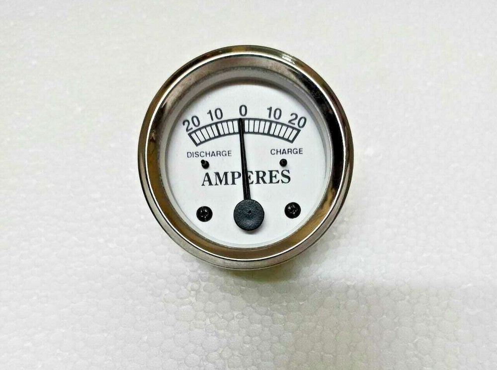 White Face 20 amps Ammeter Gauge Ampere Amp Gauge 52 mm 2 1/16” Chrome Bezel