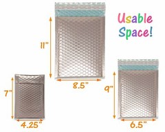 Nude Pink Metallic Bubble Mailers 8×12, 6×10, 4×8, Assorted Combo Shipping Pack