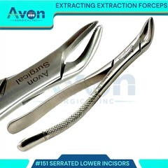 DENTAL TOOTH EXTRACTING FORCEPS #151 WITH SERRATED JAW DENTAL INSTRUMENT GERMAN