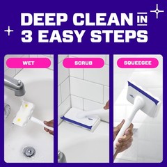 Mr. Clean Magic Eraser Shower & Tub Scrubber, 1 Device + 2 Refills, White