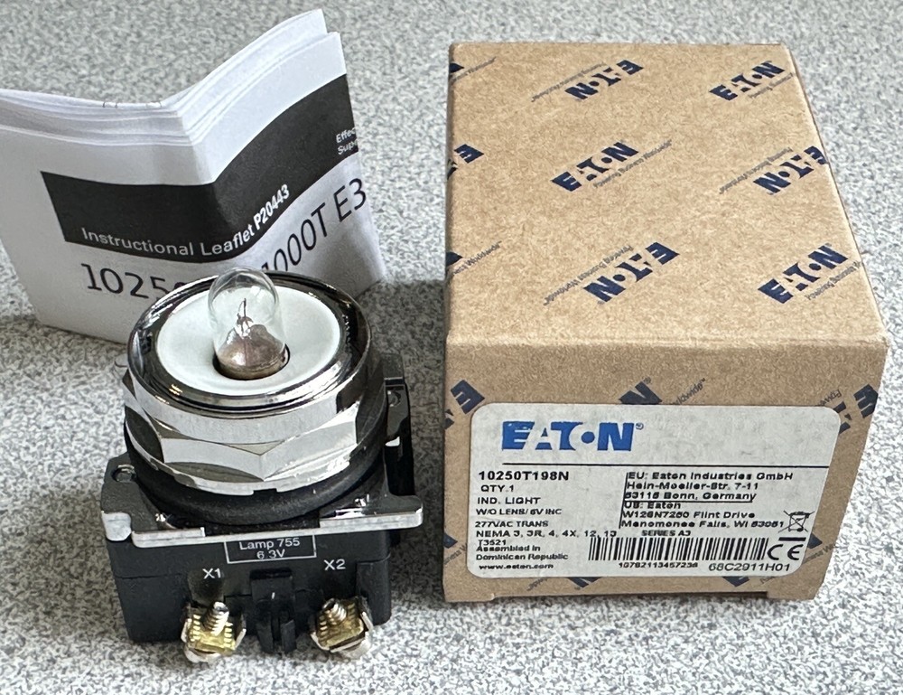 NEW EATON 10250T198N INDICATING PILOT LIGHT 277VAC w/o lens NEMA 3 3R 4 4X 12