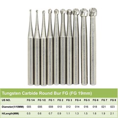 Dental Tungsten Carbide Steel Burs FG Drills Round Pear Taper Fissure Cutter