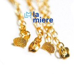 LA MIERE 2PCS Golden Traction Lingual Button Chain Eyelet Rectangular,