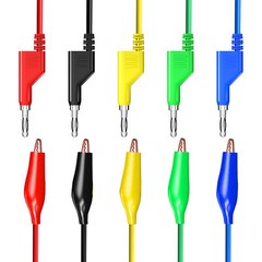 Stackabe Banana Plug to Alligator Clips Test Leads 5 Colors Flexible Wire Cable
