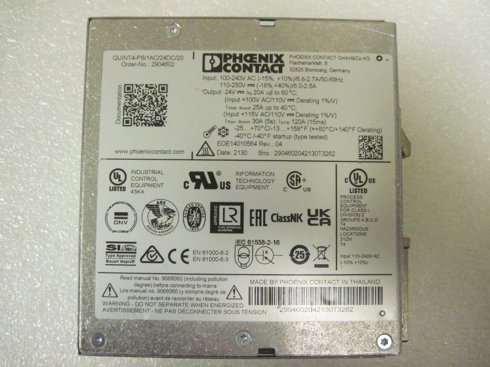 QUINT 4-PS/1AC/24DC/20 2904602 PHOENIX CONTACT
