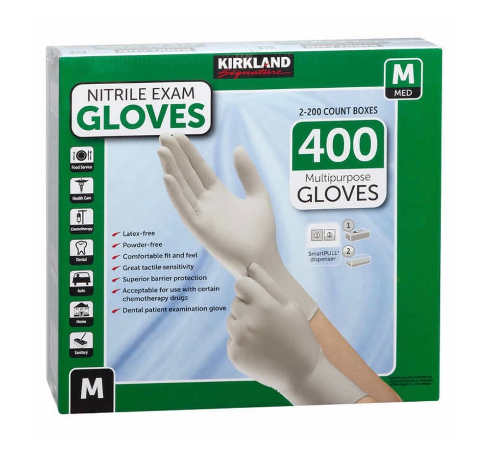 Kirkland Signature. Nitrile Exam Gloves, Medium. 400 Count