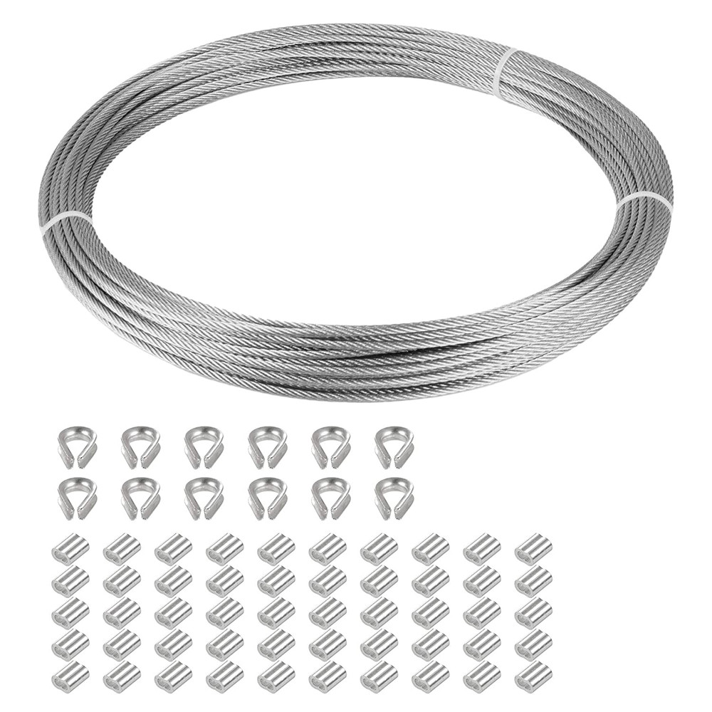 1/16 inch Stainless Steel 304 Aircraft Cable Wire Rope Marine Grade, 33 FT Lengt