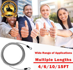 1/8Inch Stainless Steel Security Cable 4/6/10/15FT Luggage Lock Safety Wire Flex