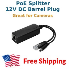 2x 48V 12V DC PoE Power Over Ethernet Splitter Camera Barrel Plug Adapter Active