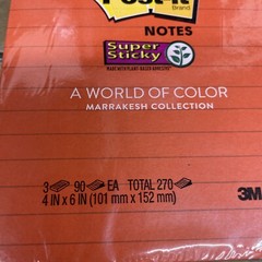 Post-it Pads in Marrakesh Colors Lined 4 x 6 90-Sheet 3/Pack 6603SSAN S14