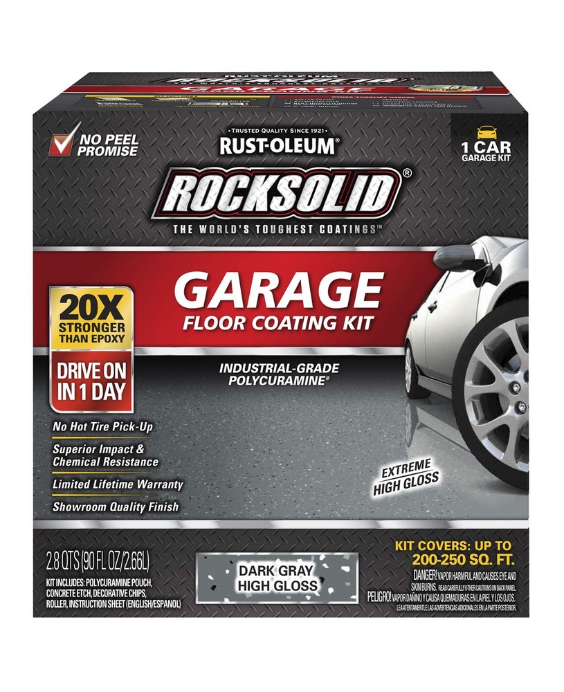 Rust-Oleum 317286 RockSolid Polycuramine Garage Floor 1 Car, Dark Gray