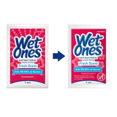Wet Ones Singles Antibacterial Cleansing Wipes – 1 Box of 24 Singles