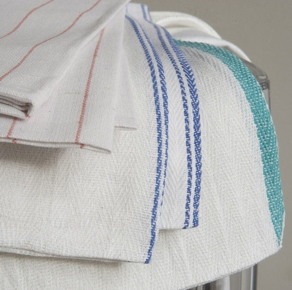 25 LB ASSORTED STRIPE BAR TOWELS WIPERS CLEANING CLOTHS LOW LINT HERRINGBONE