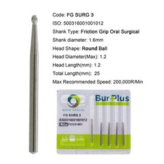 Wave Dental Carbide Burs 25mm Surgical Damond Burs Round Ball FG SURG 1 2 3 4 5