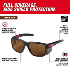 Brown Full Frame Anti-Scratch Safety Glasses with Removable Side Shields