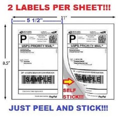 200 Shipping Labels Blank Self Stick Paper for printing USPS UPS eBay Postage