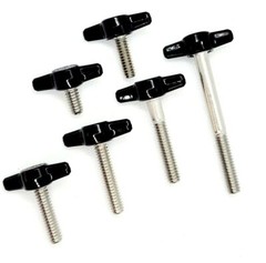 1/4-20 Thumb Screw T Bolts with Black Butterfly Plastic Tee Wing Knob Stainless
