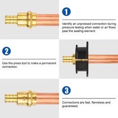 Pack of 10 1/2″ Copper Press X 1/2″ PEX Crimp Coupling Brass Adapter, for Cop…