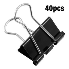 40 Pack 1 Inch / 25mm Binder Clips Black Paper Clips Medium Binder Clips Metal P