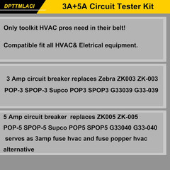 2Pack Circuit Breakers- 3A/5A Resettable Fuse Kit Professional HVAC Tool Circuit