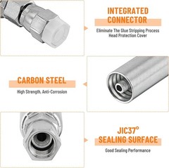 12PCS 1/4″ Hydraulic Hose Fittings 1/4″x1/4″ JIC 37° Female w/ Protection Cover
